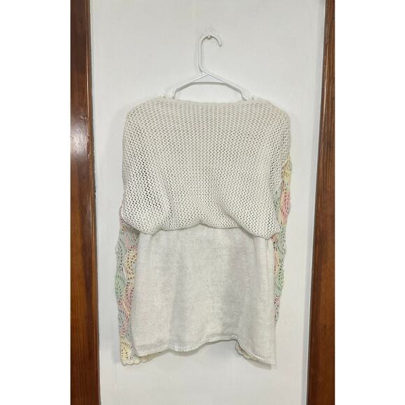 VTG BFA Classics Medallion Crochet Pastel Pullover Long Sleeve Sweater Size XL - Picture 5 of 6
